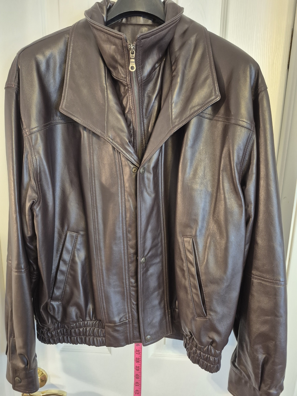 Vintage NOS NWOT Stefano Men's Brown Leather Bomber Jacket Size Large Made In Cd
